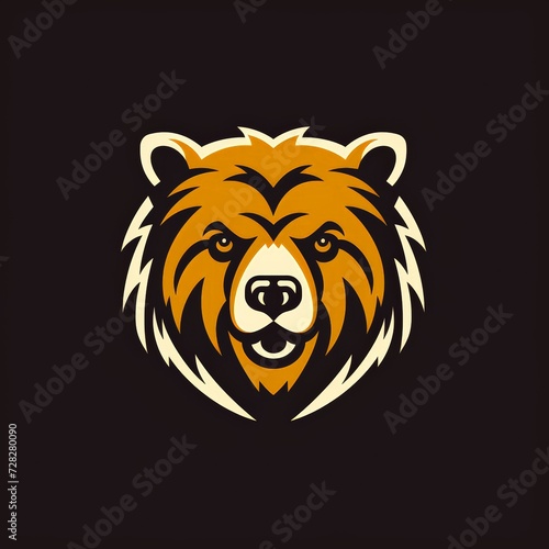 Flat logo vector logo of bear Mascot logo Gamming logo Bear Head Roaring Bear