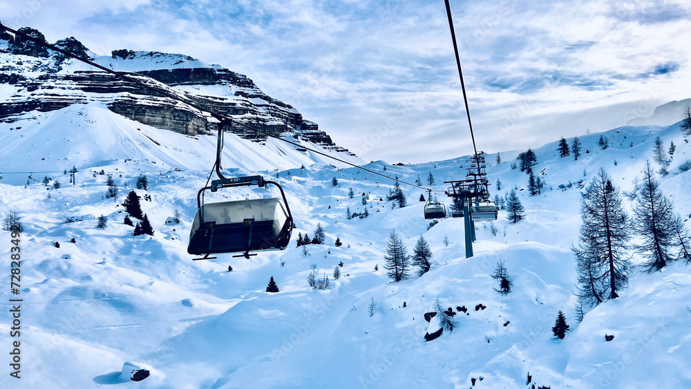 ski lift in the mountains Italy