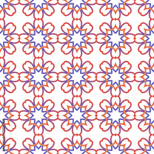 Colorful geometric ornamental style pattern on a white backdrop