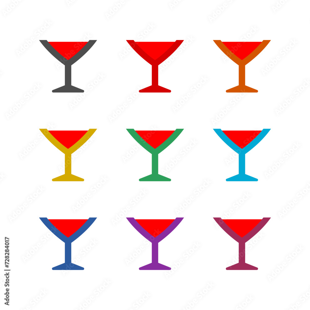 Wine glass icon isolated on white background. Set icons colorful Wine glass icon isolated on white background. Set icons colorful