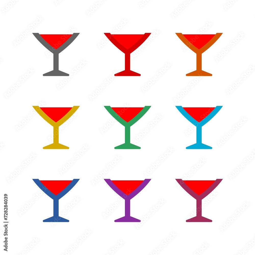 Wine glass icon isolated on white background. Set icons colorful Wine glass icon isolated on white background. Set icons colorful