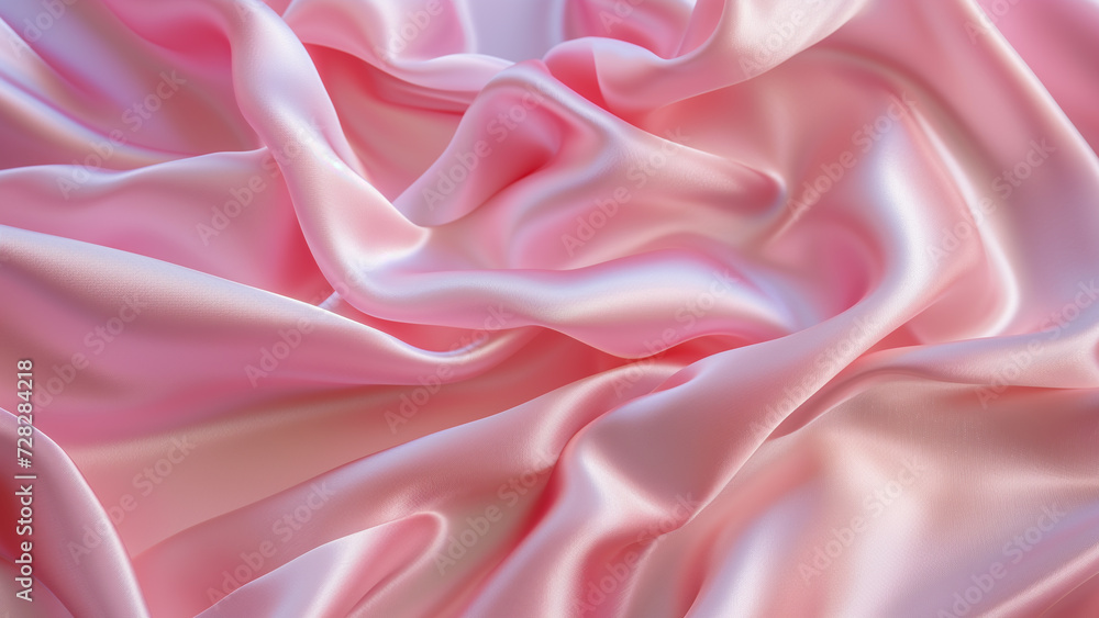 Fototapeta premium Flowing Grace: Delicate Emulsion of Pink Satin Fabric