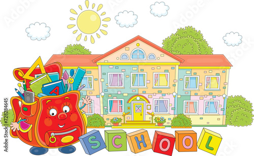Funny cartoony schoolbag ch...