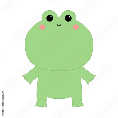 Green frog standing icon. Cartoon kawaii pet baby animal character. Cute round face. Funny baby. Sticker print. Love greeting card. Happy Valentines day. Flat design. White background. Isolated.