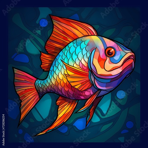 Vibrant Digital Art Fish