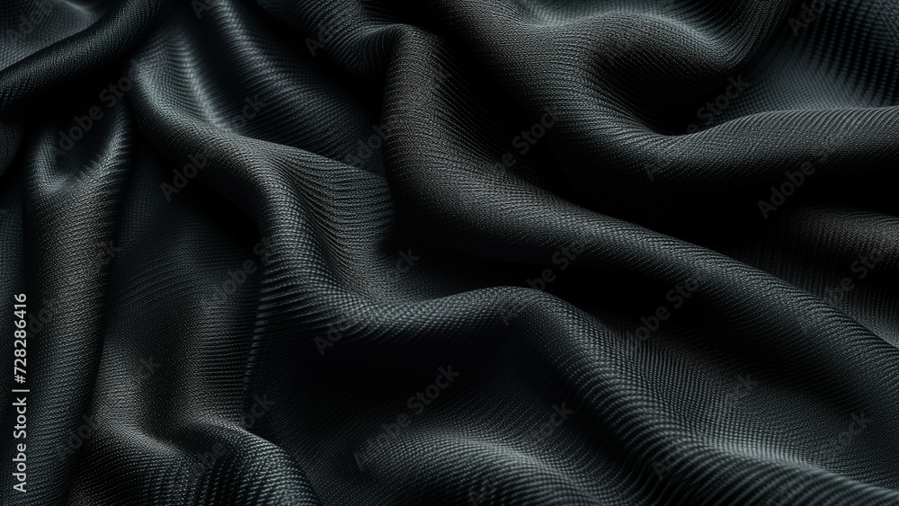 Sleek Sophistication: Close-Up of Black Matt Fabric Sleek Sophistication: Close-Up of Black Matt Fabric