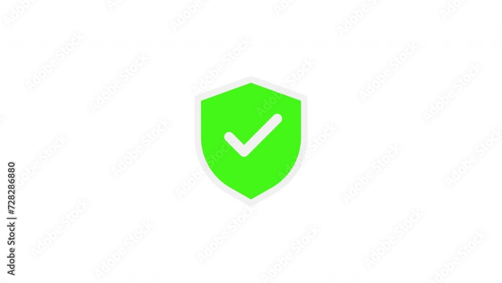 Green security check Icon or Protection symbol. Check mark shield symbol. on white background. 4k Video Green security check Icon or Protection symbol. Check mark shield symbol. on white background. 4k Video