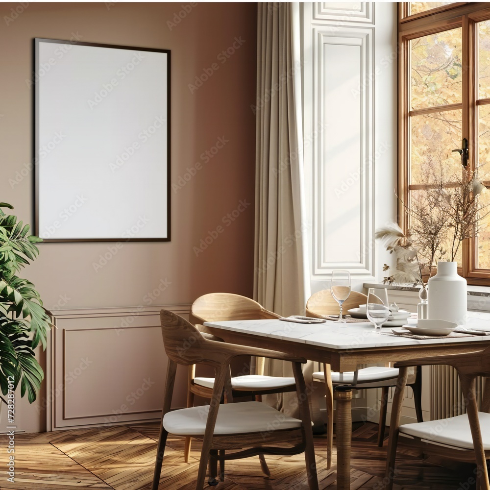 Mock up frame in a cozy room with sunlight. Mock up frame in a cozy room with sunlight.