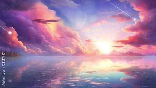 Beautiful pastel cloudy sunset. beautiful nature sky with pastel sky and clouds. seamless looping overlay 4k virtual video animation background 