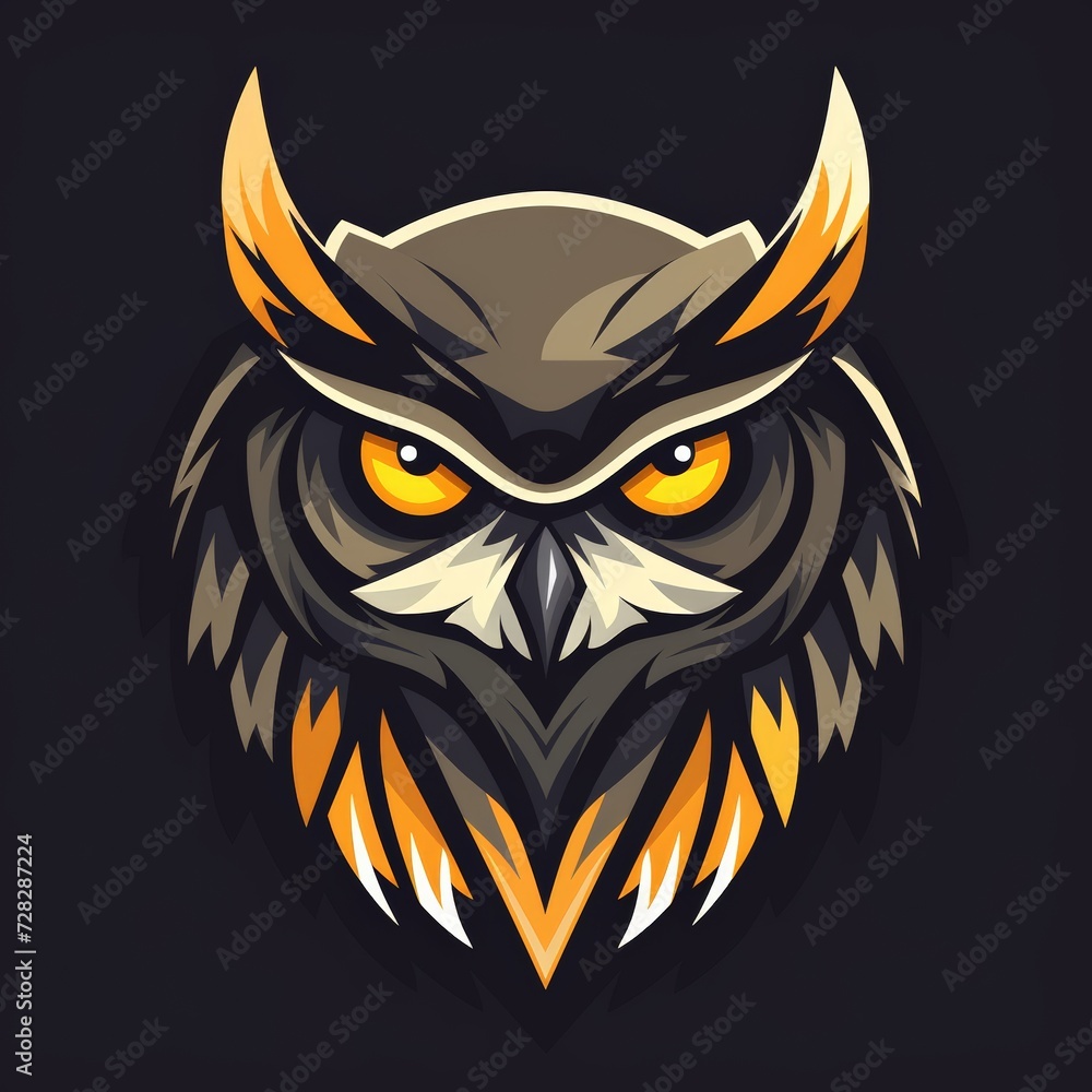 Flat logo vector logo of Owl mascot logo gamming logo owl head luxury