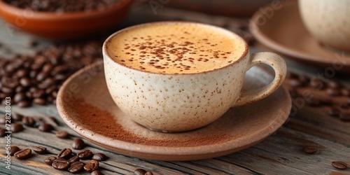 Coffee with a Chocolate Twist A Delicious Cappuccino with Cinnamon Sprinkles Generative AI © Bipul