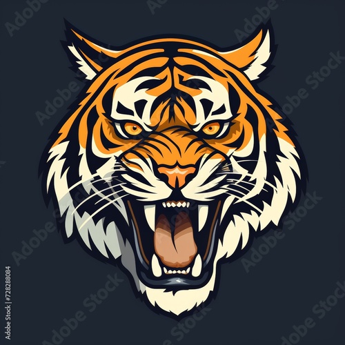 Flat logo vector logo of tiger mascot logo gamming logo Tiger head roaring tiger