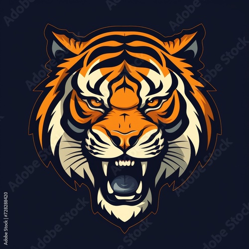 Flat logo vector logo of tiger mascot logo gamming logo Tiger head roaring tiger © NI