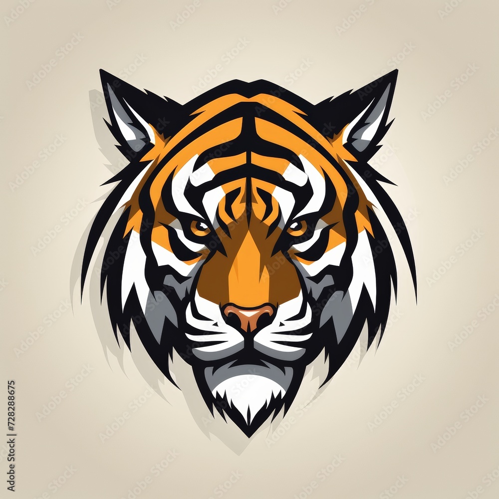 Flat logo vector logo of tiger mascot logo gamming logo Tiger head roaring tiger