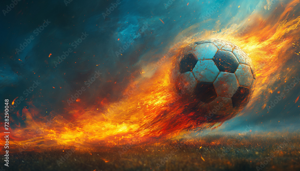 Fototapeta premium Soccer Inferno: The Dynamic Power of the Game