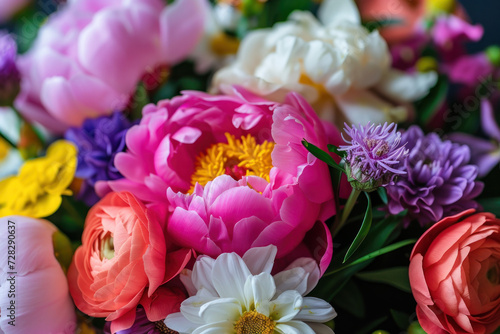 Close Up of a Colorful Bouquet of Flowers