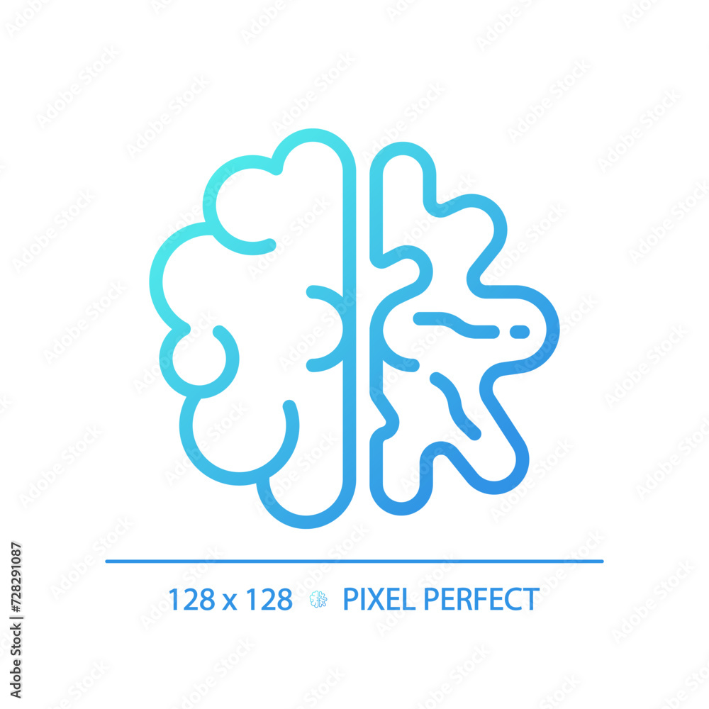 Alzheimer brain gradient linear vector icon. Neurological disorder, dementia care. Cognitive development, brain damage. Thin line color symbol. Modern style pictogram. Vector isolated outline drawing Alzheimer brain gradient linear vector icon. Neurological disorder, dementia care. Cognitive development, brain damage. Thin line color symbol. Modern style pictogram. Vector isolated outline drawing