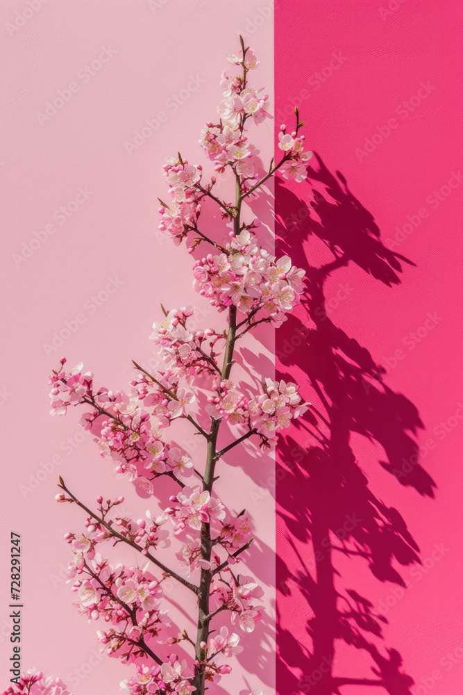 Pink and White Wall With Pink Flower Pink and White Wall With Pink Flower