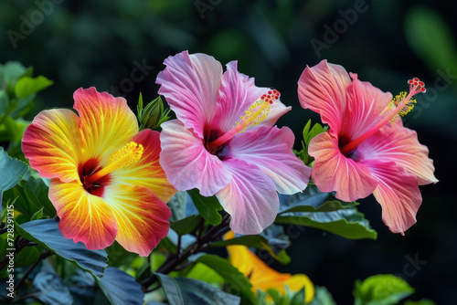 Capturing the Changing Seasons of Hibiscus Flowers. Showcasing Various Seasonal Expressions from the Full Bloom of Spring to the Vibrant Colors of Autumn. © cwa