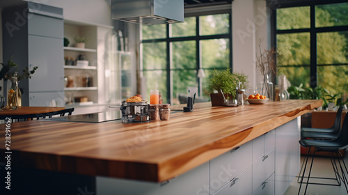 Blurred modern interior of kitchen