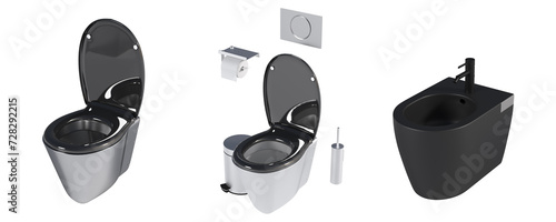 Lavatory pan isolated on a white background, bidet, 3D illustration, and CG render