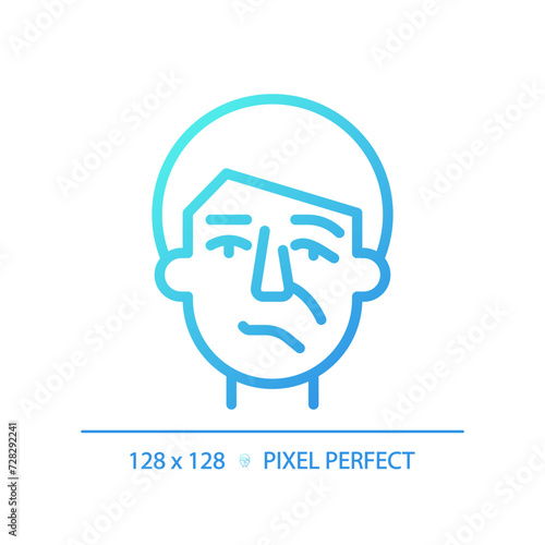 Facial nerve paralysis gradient linear vector icon. Bells palsy. Neurological condition. Physiotherapy injury recovery. Thin line color symbol. Modern style pictogram. Vector isolated outline drawing
