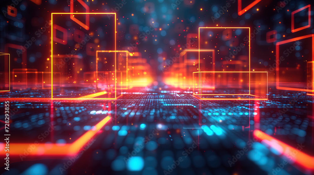 Obraz premium Artistic cyberspace particles light energy tech wallpaper background
