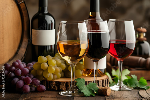 set of different wines for wine tasting