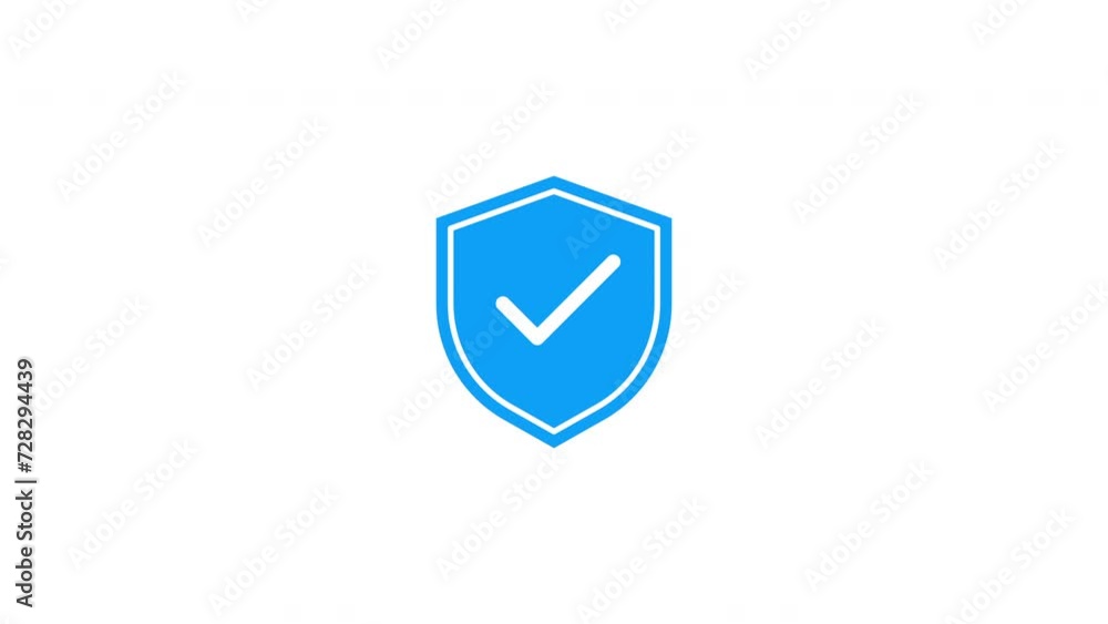 Blue shield with check symbol on white background. 4k Video Blue shield with check symbol on white background. 4k Video