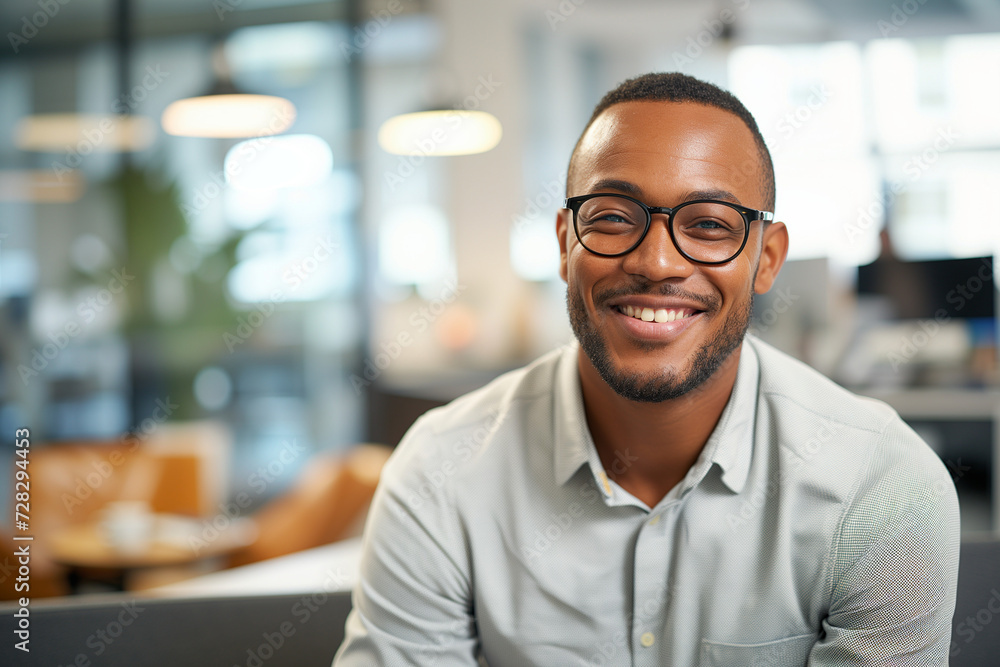 Obraz premium Portrait of a smiling male employee