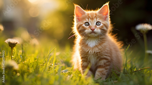 Cute kitty cat on the grass