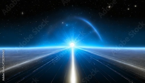 An image of light moving through space at the speed of light. A beautiful background image of streaks of light converging toward the horizon.