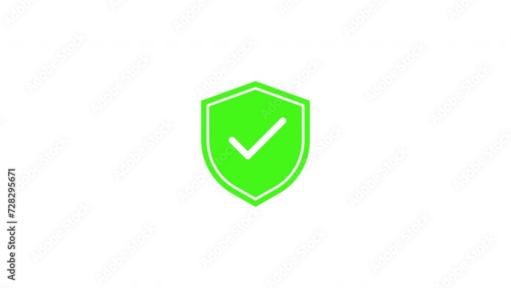 Green shield with check symbol on white background. 4k Video Green shield with check symbol on white background. 4k Video