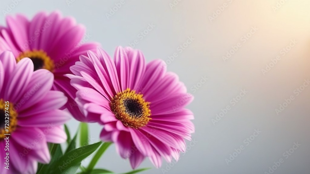 Flowers composition. Frame made of pink flowers on grey background. top view, copy space