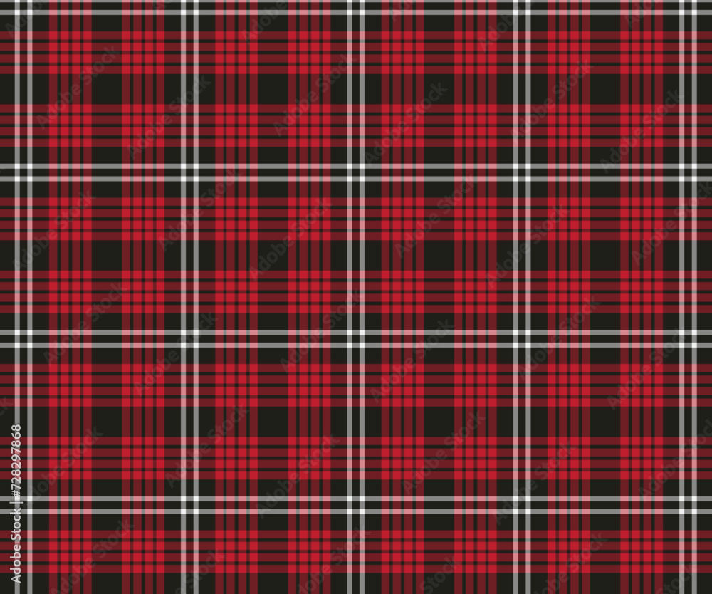 Obraz premium Plaid pattern, red, black, white, seamless background for textile or clothing design, skirt, pants, decorative fabric. Vector illustration.