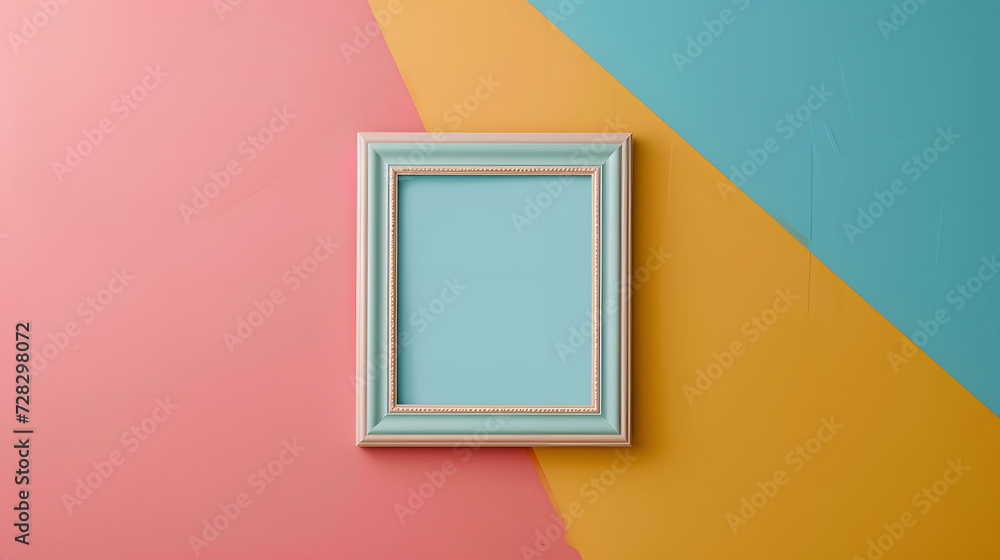 Empty Frame on Modern Geometric Color Block Background Empty Frame on Modern Geometric Color Block Background
