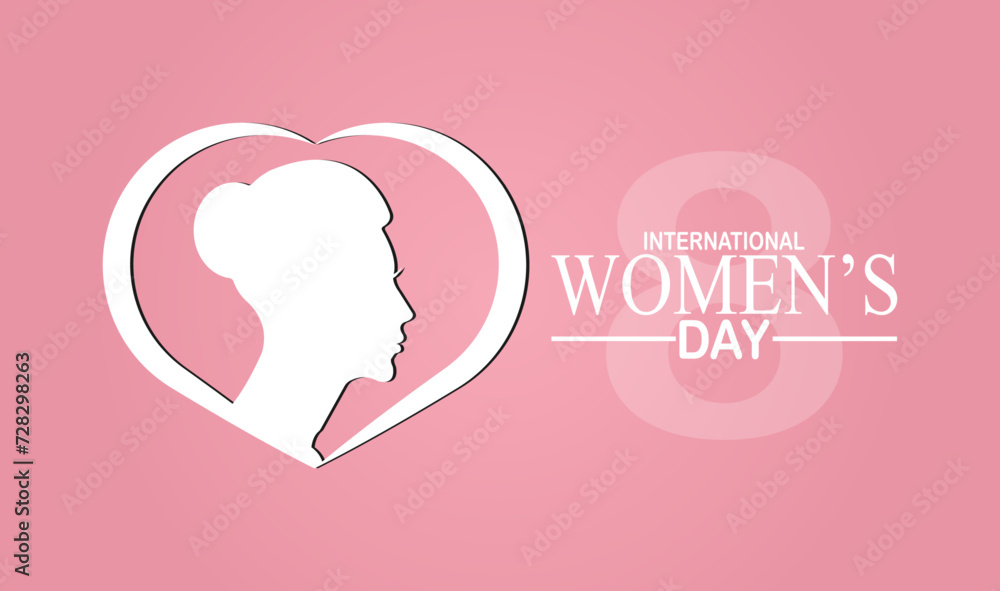  International Women's Day. Holiday concept. Template for background, banner, card, poster with text inscription. Vector illustration