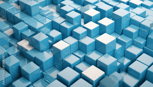 Abstract 3d render  blue geometric background design with cubes