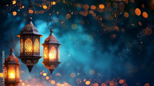 Illustration of a background with an Arabic lantern for Ramadan celebration.