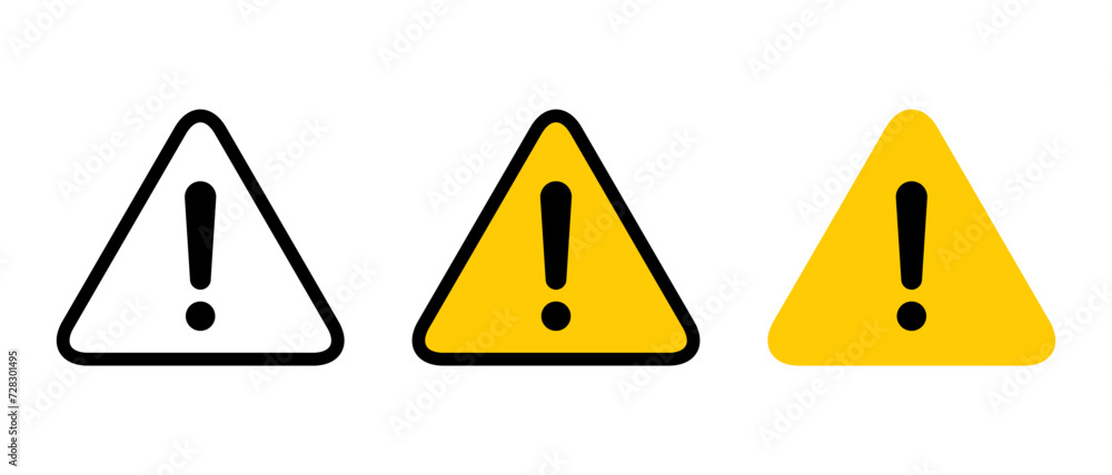 Alert warning, caution, danger icon vector in flat style. Exclamation mark sign symbol on triangle Alert warning, caution, danger icon vector in flat style. Exclamation mark sign symbol on triangle