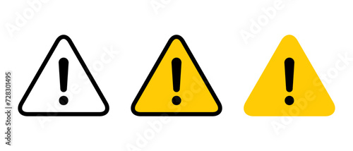 Alert warning, caution, danger icon vector in flat style. Exclamation mark sign symbol on triangle