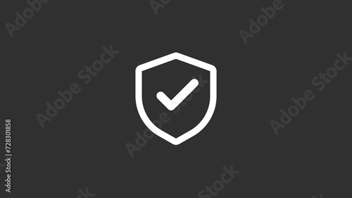 Wallpaper Mural White line security check Icon or Protection symbol. Check mark shield symbol. on dark background. 4k Video Torontodigital.ca