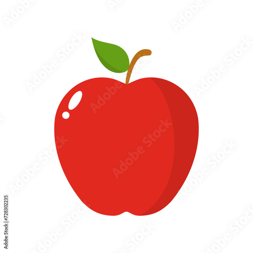 Red apple fruit icon vector in flat style
