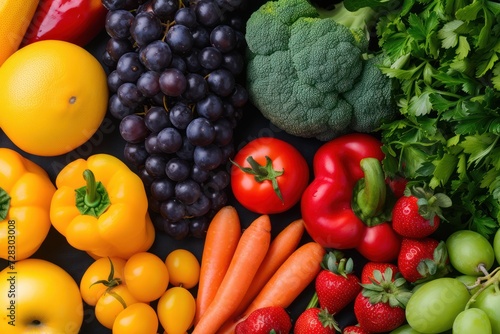 Assortment of Fruits and Vegetables Background 