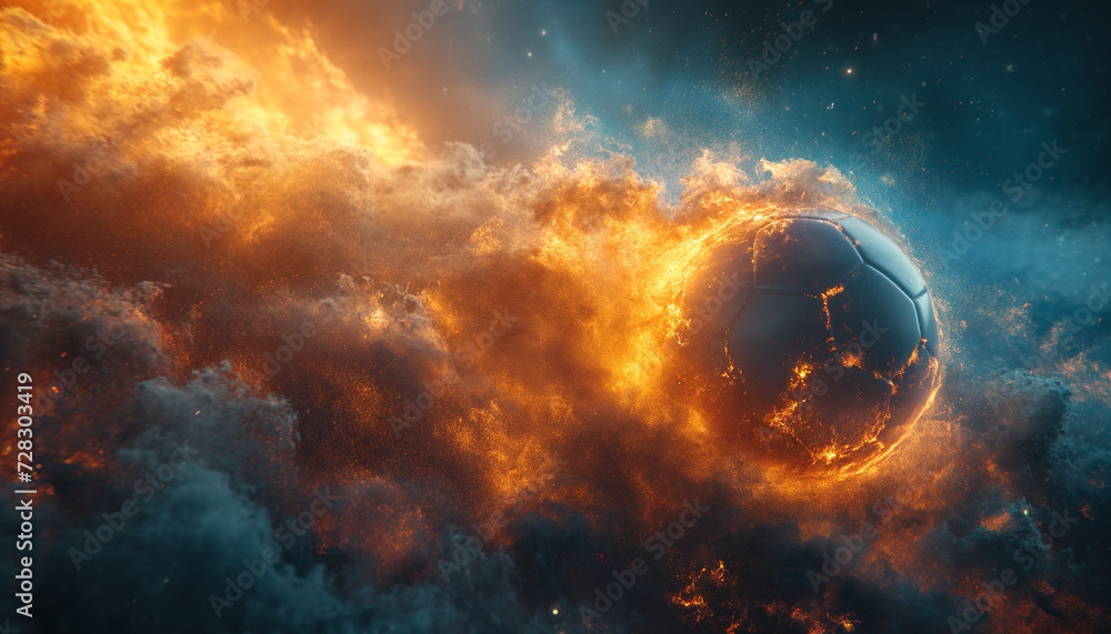 Fototapeta premium Soccer Inferno: A Dynamic Display of Speed, Power, and Explosive Energy