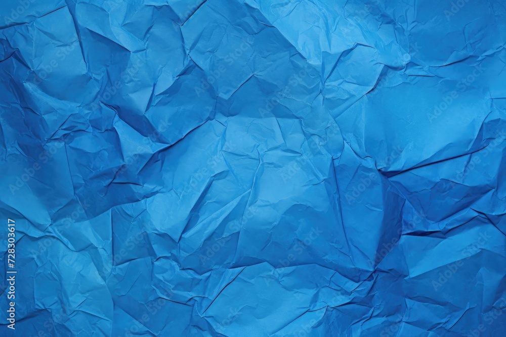 Obraz premium Oceanic Impressions: Crumpled Blue Paper Mimicking Sea's Gentle Waves - Generative AI