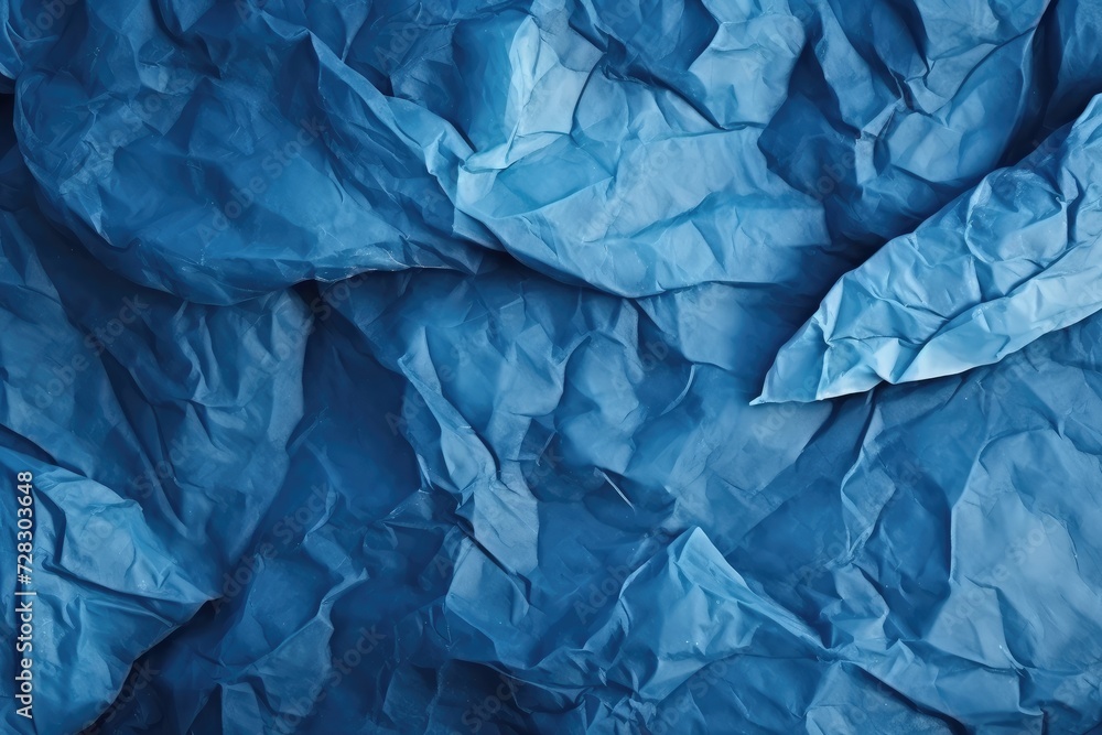 Oceanic Impressions: Crumpled Blue Paper Mimicking Sea's Gentle Waves - Generative AI