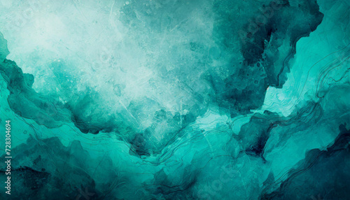 Abstract art cyan background with liquid fluid grunge texture. 