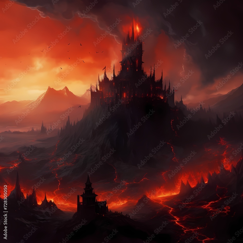 Dark Fantasy Castle Landscape