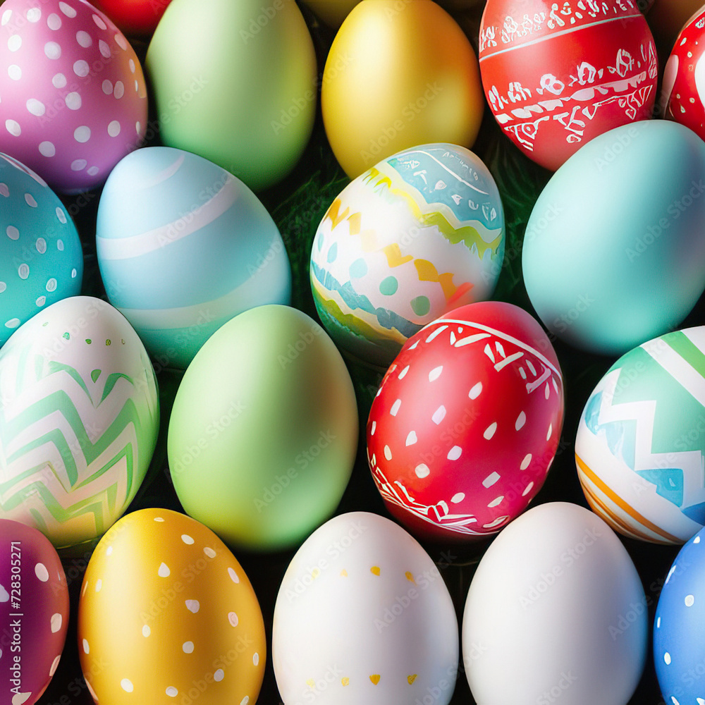 Whimsical Egg Patterns. A Playful Display of Easter's Decorated Delights